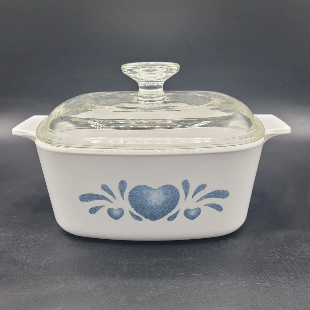 Corning Ware Blue Hearts Casserole Dish 1.5 Quart With Lid